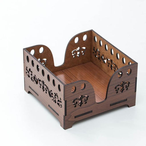 Салфетница деревянная Доляна «Орех», 12.5×12.5 см, с салфетками, коричневая