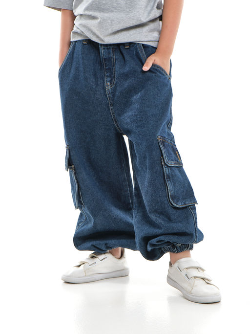 Джинсы карго 33-7655 синий - Mini maxi фото 12