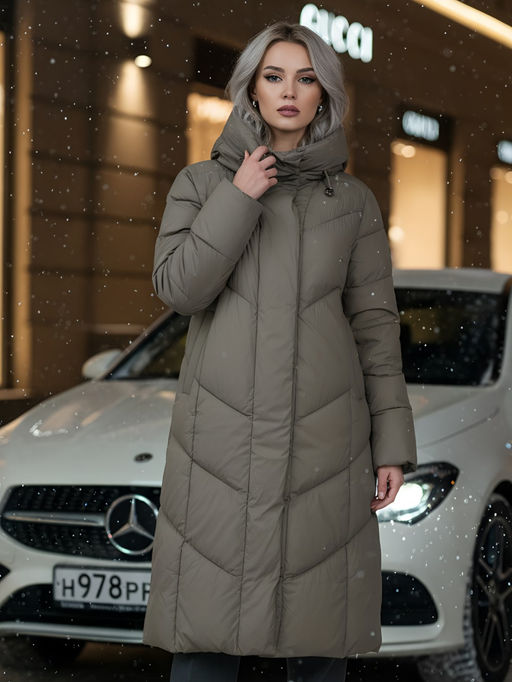 Пальто зимнее утепленное с капюшоном женское светло-коричневого цвета 7628SK - Mtforce фото 20