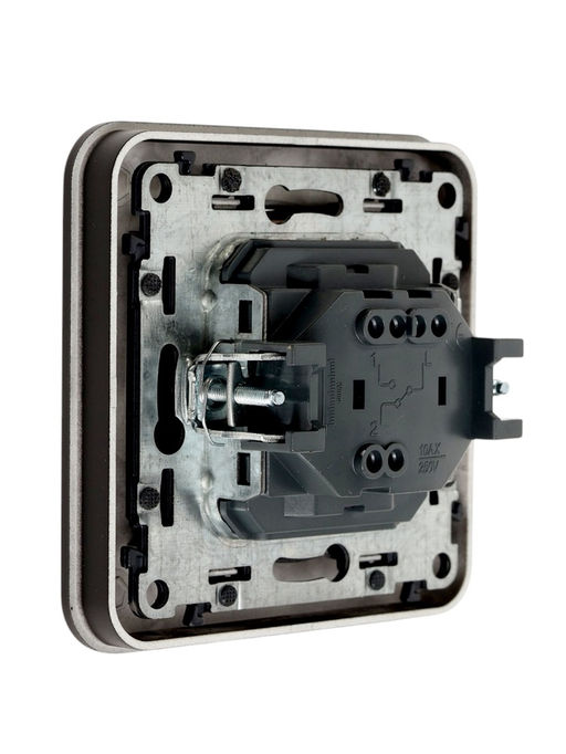 Выключатель, серия Circular, 10 А, одноклавишный, с подсветкой, скрытый монтаж, чёрный