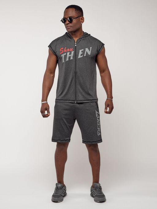 Спортивный костюм летний мужской темно-серого цвета 2264TC - FUYOUKAI фото 5