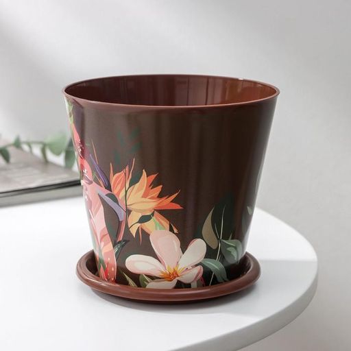 Цена за 2 шт. Горшок для цветов Доляна «Тропический лес», 800 мл, цвет коричневый