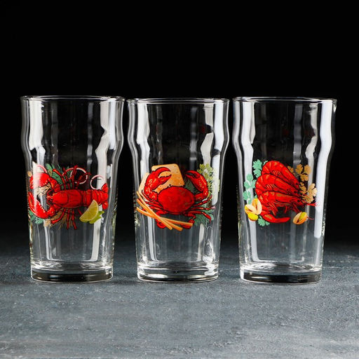 Цена за 12 шт. Пивной бокал «Деликатес», 570 мл, стекло, рисунок МИКС