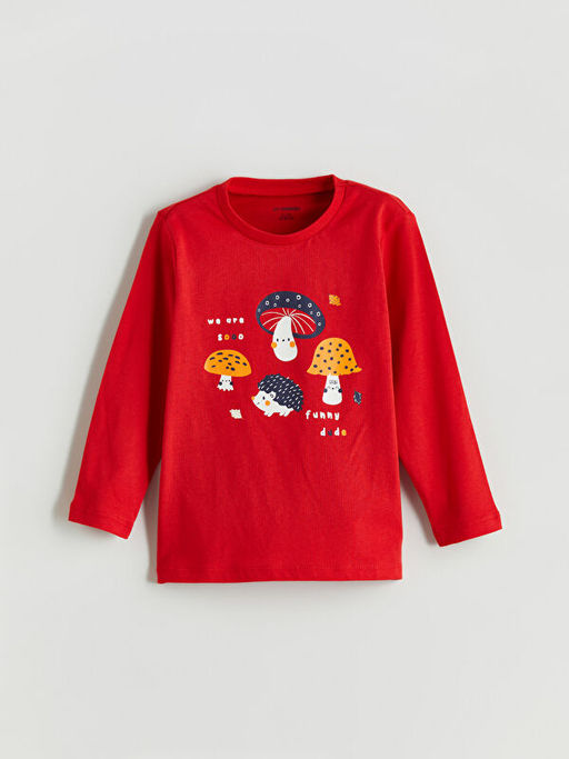 Bisiklet Yaka Bask?l? Erkek ?ocuk Pijama ?st