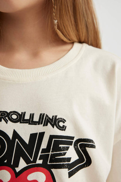 Футболка большого размера с короткими рукавами для девочек Rolling Stones - Defacto фото 4