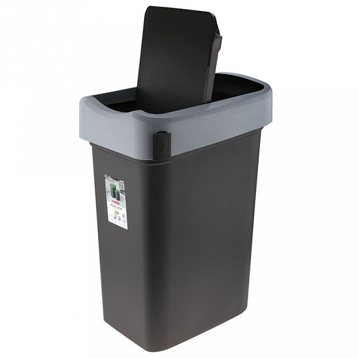 Ведро для мусора с плавающей крышкой пластмассовое SMART BIN 50л, с креплением для мусорных пакетов, серый Econova (Россия) - Домашняя мода фото 3