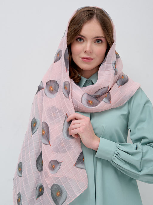 ХЛОПОК ВИСКОЗА Большой, мягкий, двусторонний палантин c принтом.