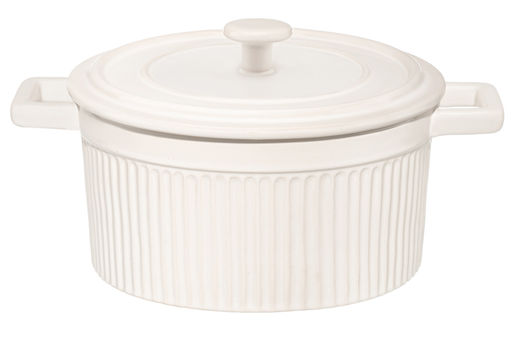 Форма для запекания с крышкой 1,9 л 26,4*19.8*13 см "Традиция" круглая молочный белый