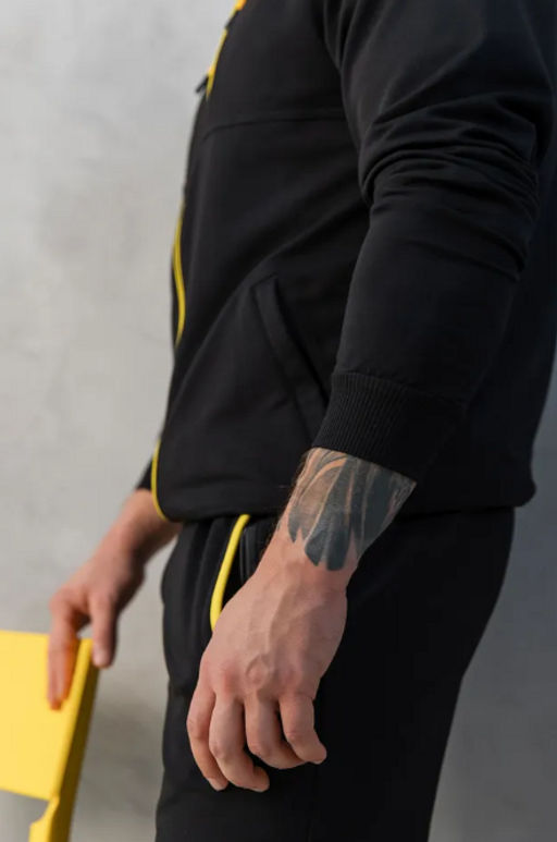 Утепленный костюм Футер 3-х ниточный М-1617: Чёрный / Жёлтый - Relay фото 19