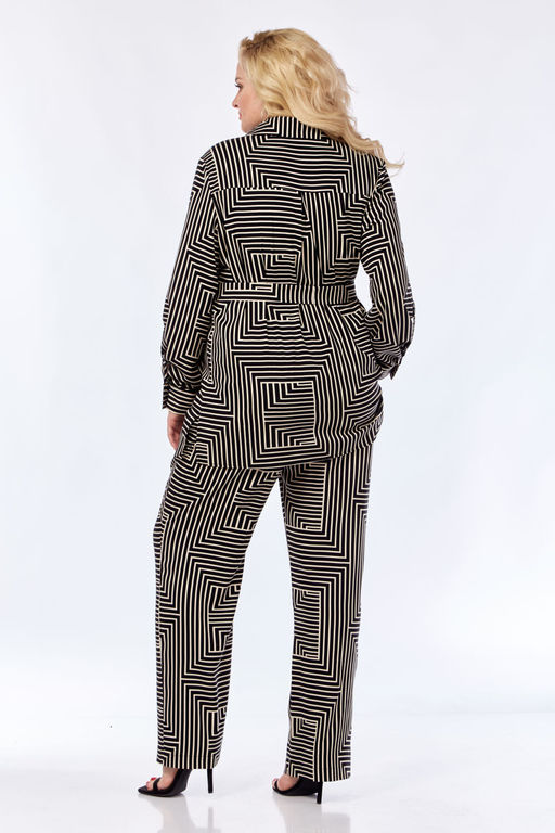 Костюм Элль стиль 2299 бежевый/черный принт  фото 2