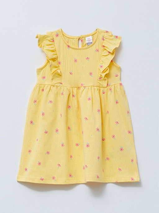 Bisiklet Yaka Bask?l? K?z Bebek Elbise