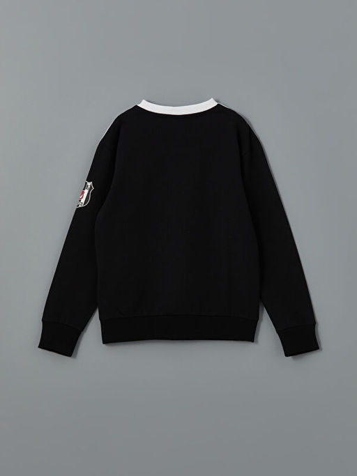 Bisiklet Yaka Be?ikta? Bask?l? Erkek ?ocuk Sweatshirt