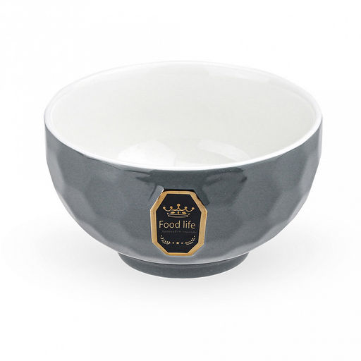 Фуд лайф (Food life) Пиала фарфоровая 320мл, д10,5х6,1см, цвет белый/серый, с декором (Китай) - Домашняя мода фото 2