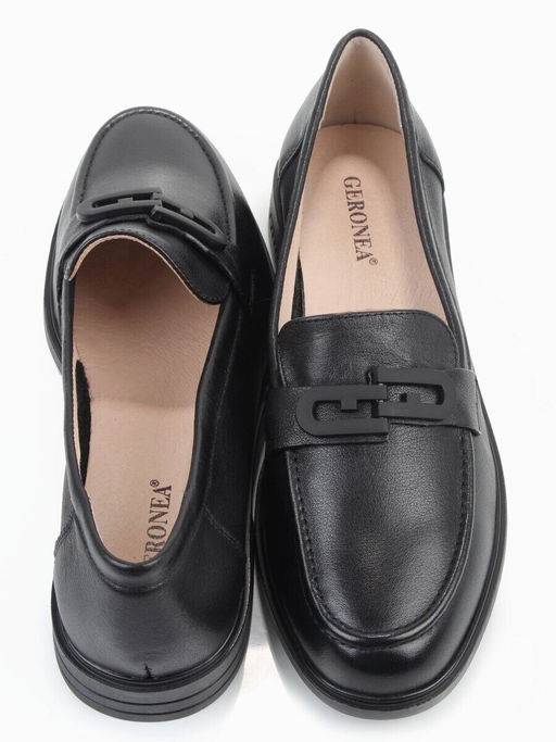 03-DEB4-1 BLACK Лоферы женские (натуральная кожа)