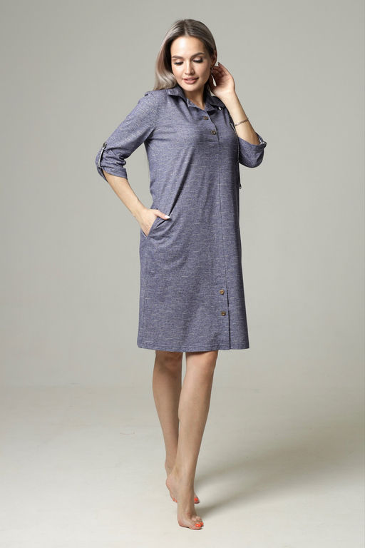 Платье женское П-127 (кулирка) Синий лён