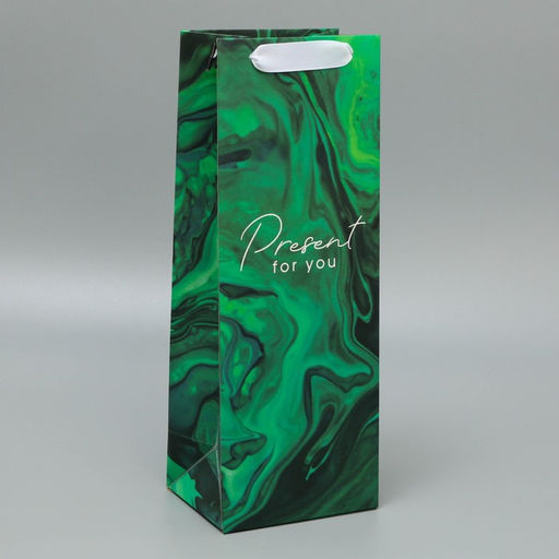 Пакет подарочный ламинированный под бутылку, упаковка, Present for you, 13 x 36 x 10 см