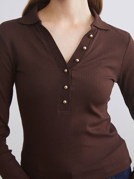 Polo Yaka Modal Kar???ml? Kad?n Ti??rt