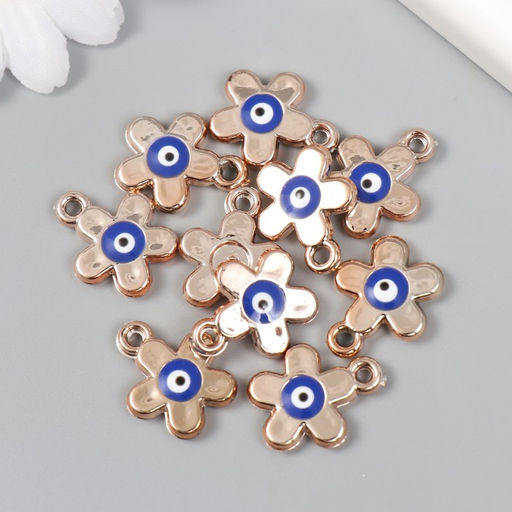 Цена за 10 шт. Декор для творчества пластик под металл Цветочек от сглаза, золото, 1.8?0.3?2.1 см