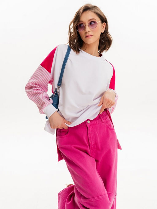 Свитшот с хлопковыми рукавами в полоску 90.2.1 - Sahar art lab фото 8