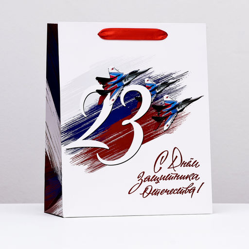 Цена за 2 шт. Пакет подарочный ламинированный День 23 февраля, 25.5?30?9 см