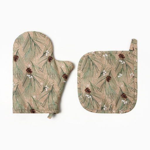 Набор Spruce branches Варежка-прихватка новогодняя 20?28 см, прихватка 19?19 см, 100% хл, ватин 250 г/м?