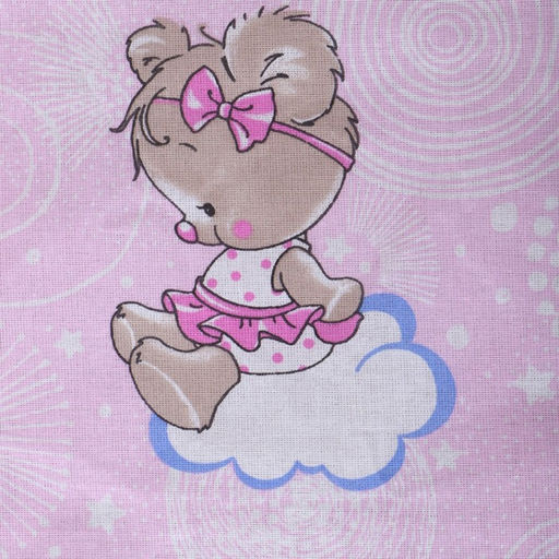 Постельное бельё BABY Мишка на облаках, цвет розовый, 112х147см,110х150см, 60х60см, бязь 142гр/м, 100% хлопок - Атра фото 3