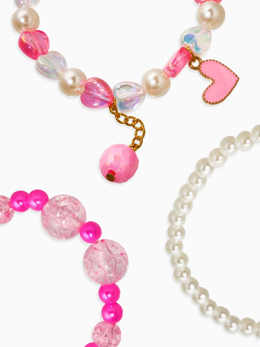 Браслеты детские с подвеской «Выбражулька. Сердце», набор 3 шт. жемчуг, цветной