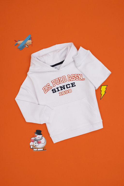 Erkek _ocuk Beyaz Kap__onlu Sweatshirt