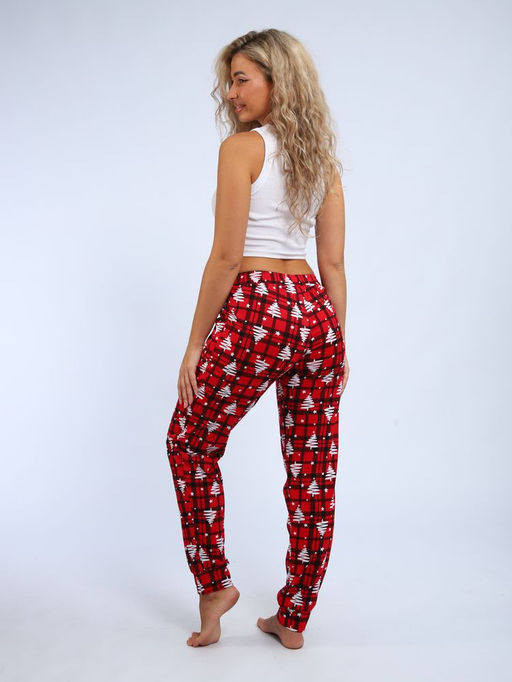 Брюки женские, модель 162, трикотаж (42 размер, Ёлочка, красный)