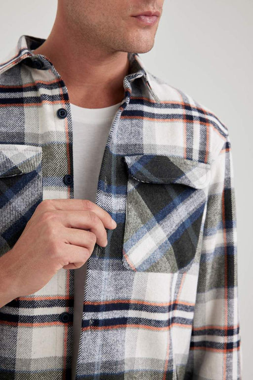 Рубашка Relax Fit с воротником-поло Lumberjack и длинными рукавами - Defacto фото 6
