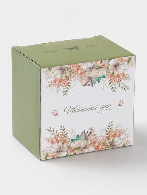 Кружка Доляна Цветы, 330 мл, фарфор, белая