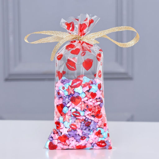 Цена за 2 шт. Пакет фасовочный БОПП, Поцелуи 9*19 см набор 50 шт