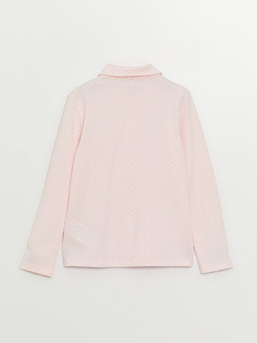 Polo Yaka Kendinden Desenli Uzun Kollu K?z ?ocuk Ti??rt