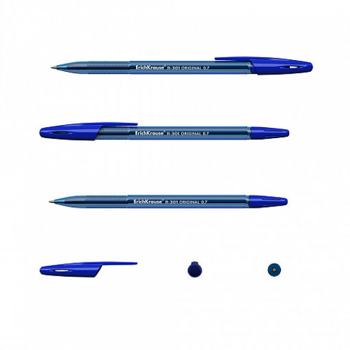 Цена за 12 шт. Набор из 4 ручек шариковых ErichKrause R-301 Stick Original 1.0, цвет чернил: синий, черный, красный, зеленый (в пакете)