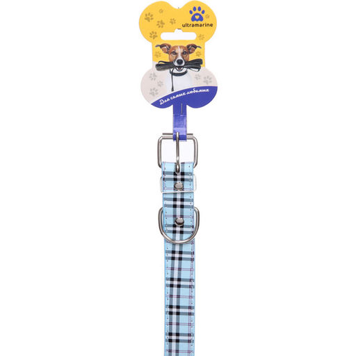 Цена за 5 шт. Ошейник для собак 2,5*57см "Шотландская клетка" цвет голубой Ultramarine