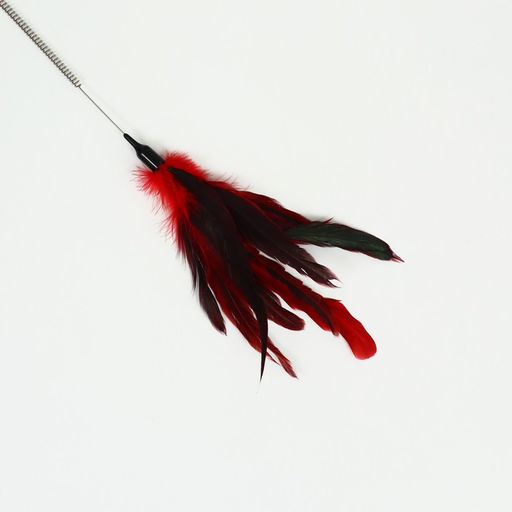 Дразнилка с перьями и 2 метал. бубенчиками и двойной ручкой (жёсткая/гибкая), 60 см, микс - Пижон фото 3