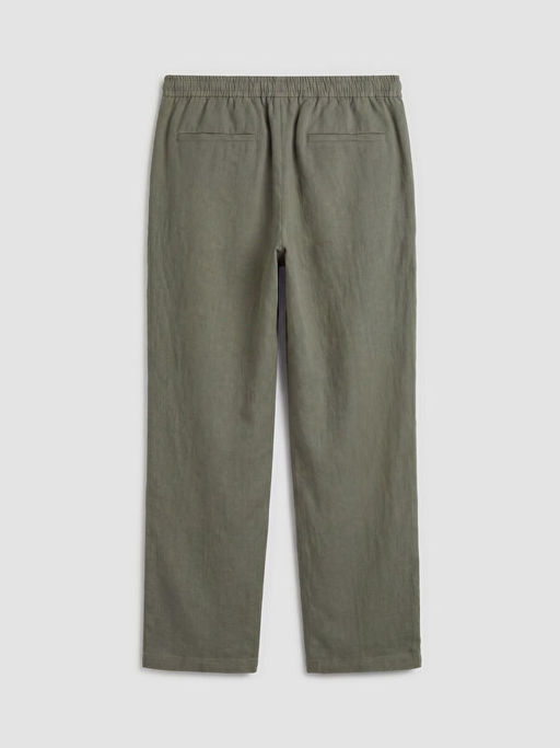 Regular Fit Keten G?r?n?ml? Erkek Pantolon