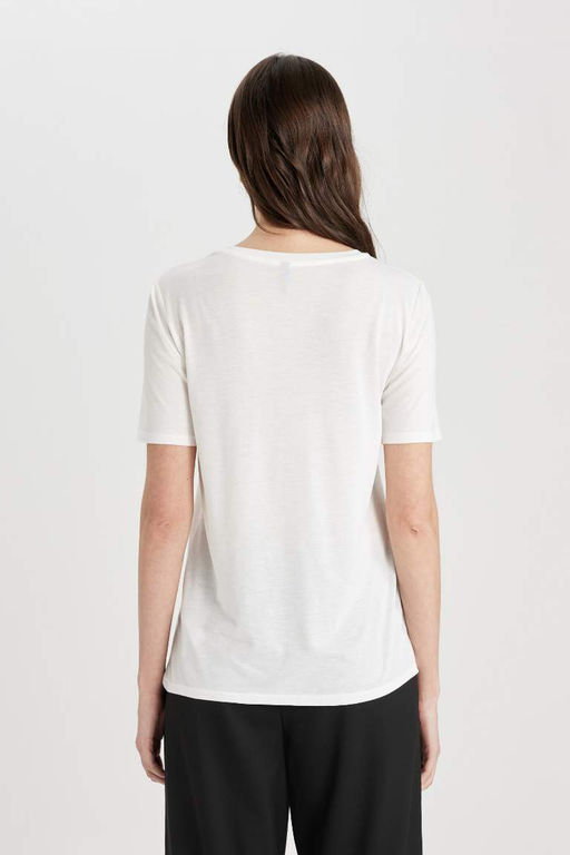 Футболка стандартного кроя с круглым вырезом и короткими рукавами с принтом - Defacto фото 6