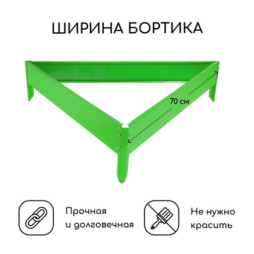 Клумба оцинкованная, 70×15 см, ярко–зелёная, «Терция», Greengo