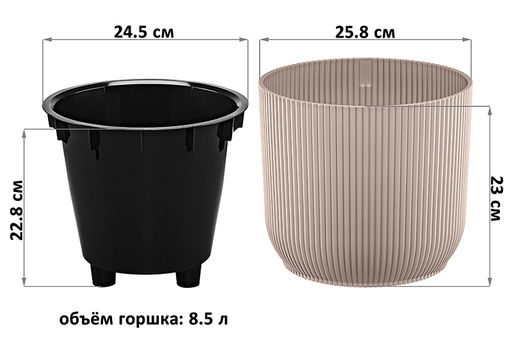 Кашпо 8,5 л 26*26*23 см Линея темно-бежевый (модель 659) - Elan gallery фото 2