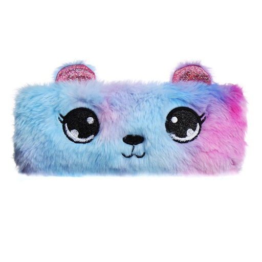 Пенал школьный меховой на молнии Calligrata «Кошечка», пушистый, с ушками, МИКС