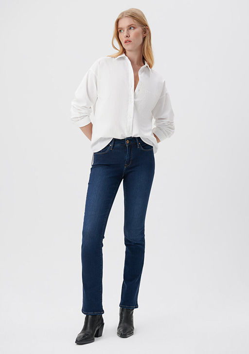 Mona Gold Klasik Indigo Mavisi Jean Pantolon