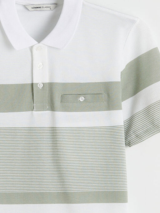 Polo Yaka ?izgili Merserize G?r?n?ml? Erkek Ti??rt