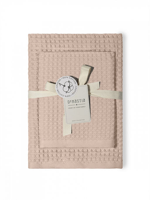 Набор полотенец вафельных 2шт 70x140, 50x90 бежевый вафельное полотно