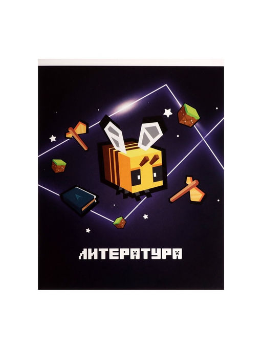 Цена за 10 шт. Предметная тетрадь по литературе Calligrata «Пиксели», 36 листов, в линейку, со справочным материалом, обложка из мелованного картона