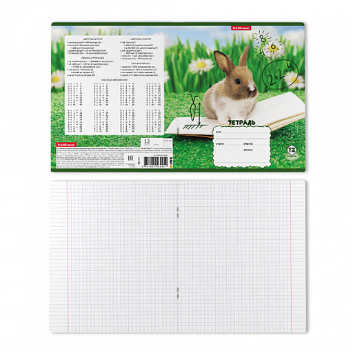 Цена за 10 шт. Тетрадь школьная ученическая ErichKrause Кролики, 12 листов, клетка (в плёнке по 10 шт.)_MIX-PACK  фото 8