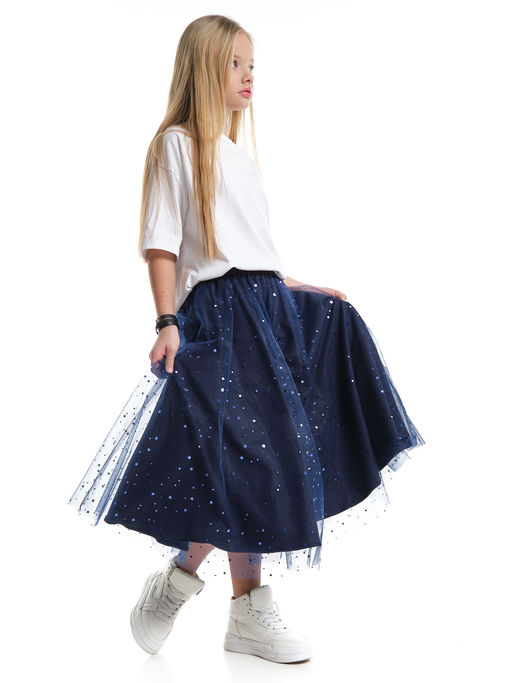 Юбка пачка длинная из фатина 22-7608 черный/зол. звезды - Mini maxi фото 26