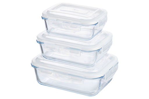 Набор 3 прямоугольных контейнеров 360 мл, 600 мл, 1000 мл с пластик. крышк. с защел., с сил.уплотн Elan Gallery