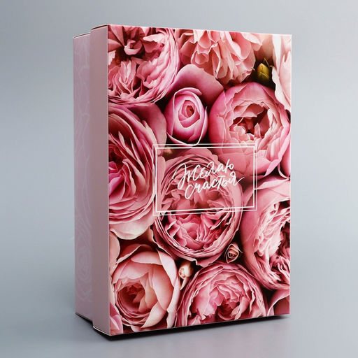 Цена за 5 шт. Коробка складная, крышка-дно, "Желая счастья", 24 х 17 х 8 см без окна