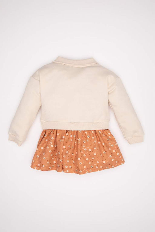 Платье с длинными рукавами и принтом для маленьких девочек - Defacto фото 5